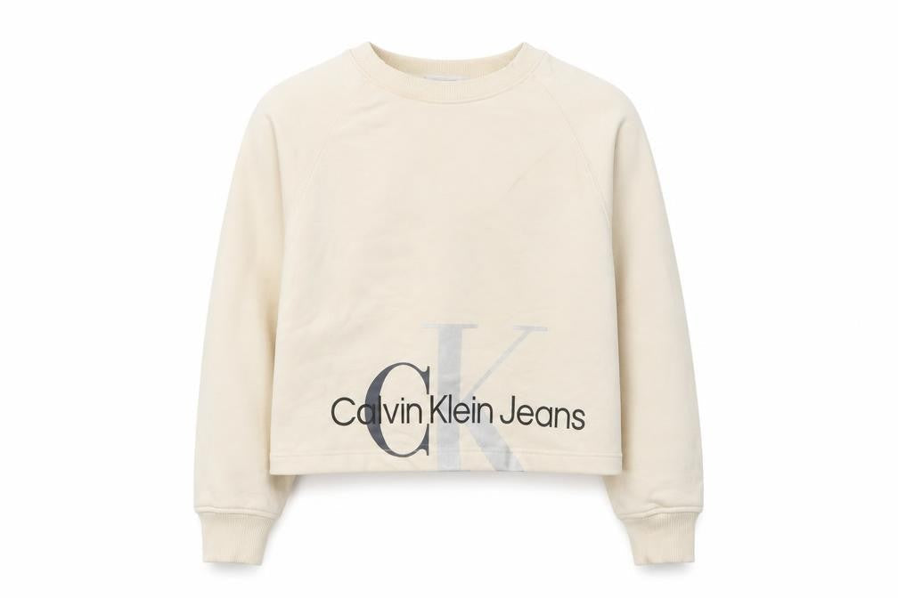 Calvin Klein Girls Beige Logo Pullover Sweatshirt Size 10