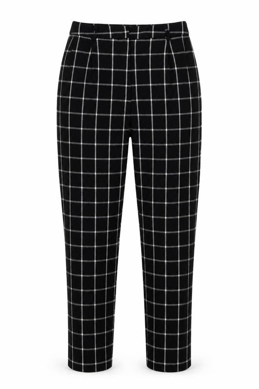 ASOS DESIGN Women's Black Check Trousers Size 8