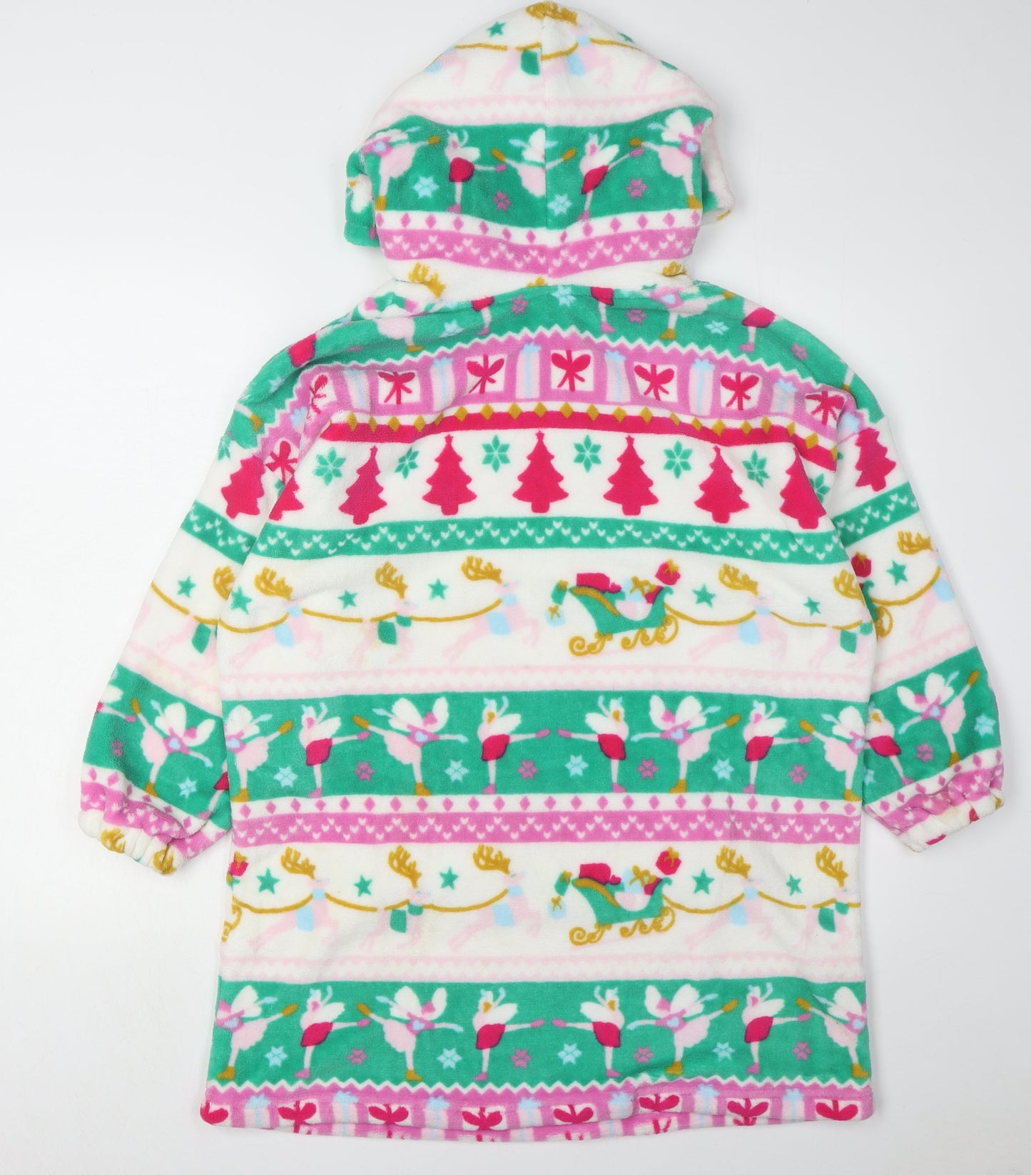 Monsoon Girls Christmas Fleece Robe, Multicoloured 9-10 Years