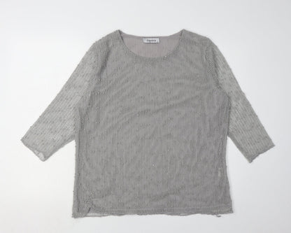 Additional front view of Alexara Women's Grey 3/4 Sleeve Blouse, size 16