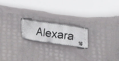 Close-up detail of Alexara Women's Grey 3/4 Sleeve Blouse, size 16