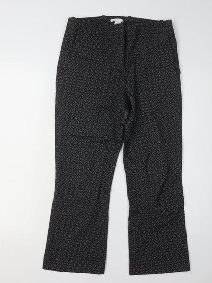 H&M Women's Black Geometric Trousers, Size 10