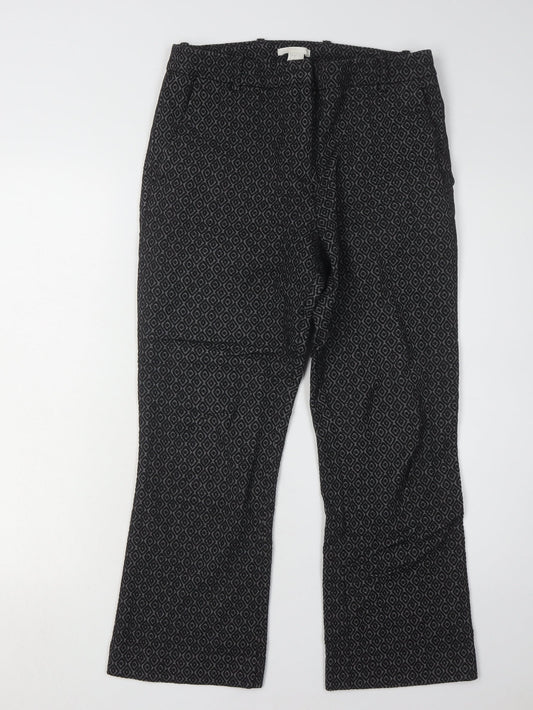 H&M Women's Black Geometric Trousers, Size 10