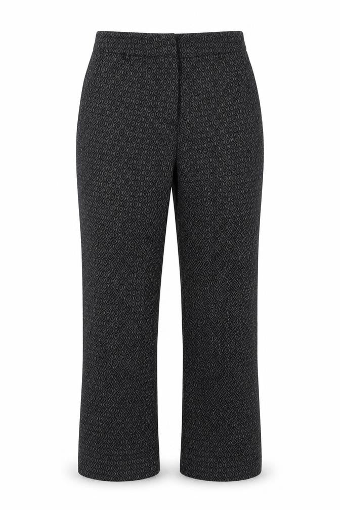 H&M Women's Black Geometric Trousers, Size 10