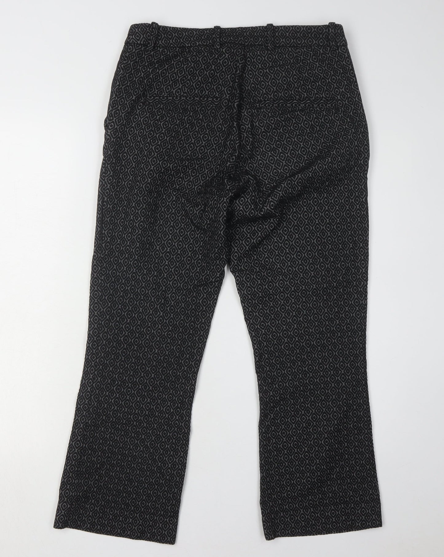 H&M Women's Black Geometric Trousers, Size 10