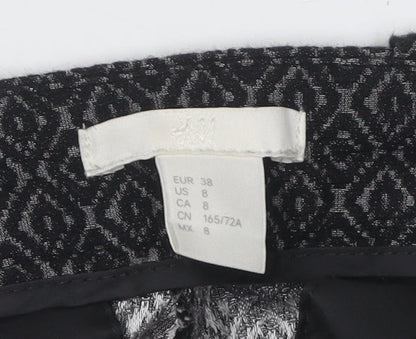 H&M Women's Black Geometric Trousers, Size 10