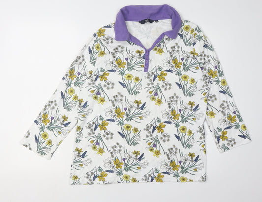 Isle Essentials Women's Multicoloured Floral Button-Up Shirt, L