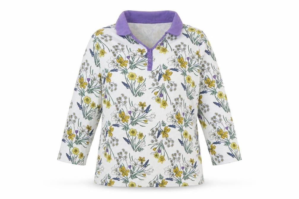 Isle Essentials Women's Multicoloured Floral Button-Up Shirt, L