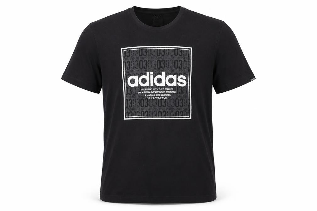 Adidas Men's Black Graphic Print T-Shirt, Medium