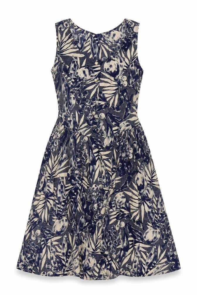 St Michael Women's Blue A-Line Floral Dress Size 12