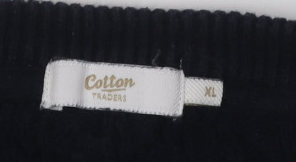 Cotton Traders Men's Blue XL Cable-Knit Pullover Jumper
