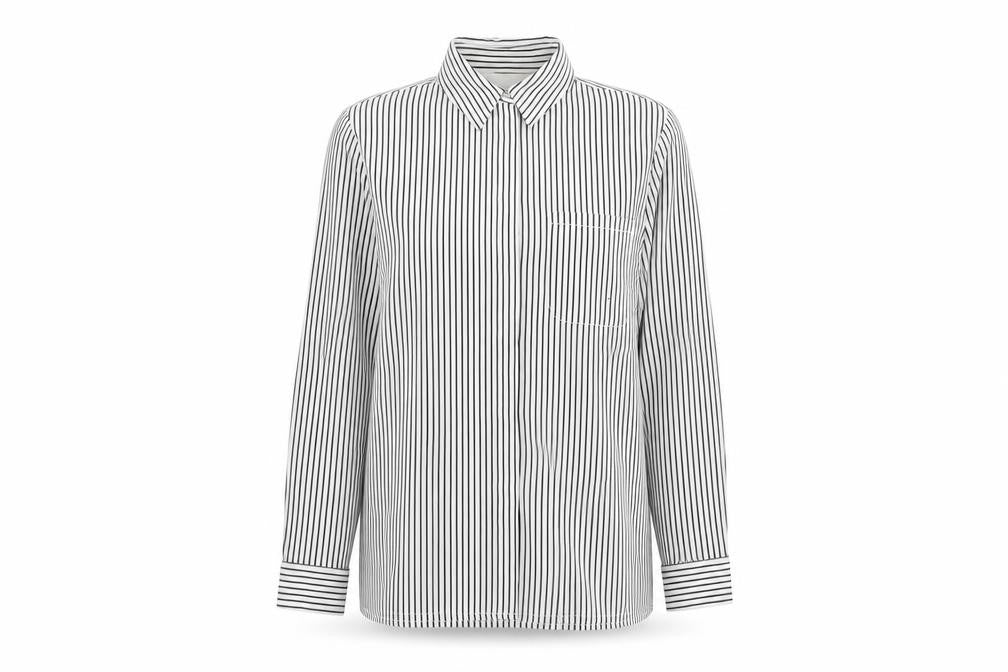 Jaeger Women's White Striped Button-Up Shirt