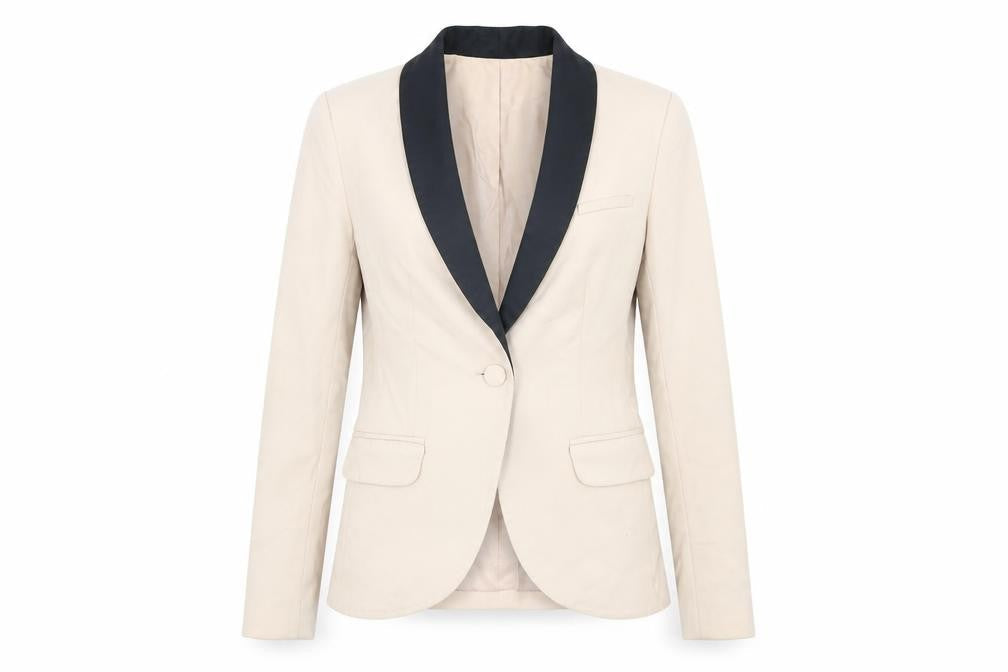 H&M Women's Beige Shawl Lapel Blazer Size 6