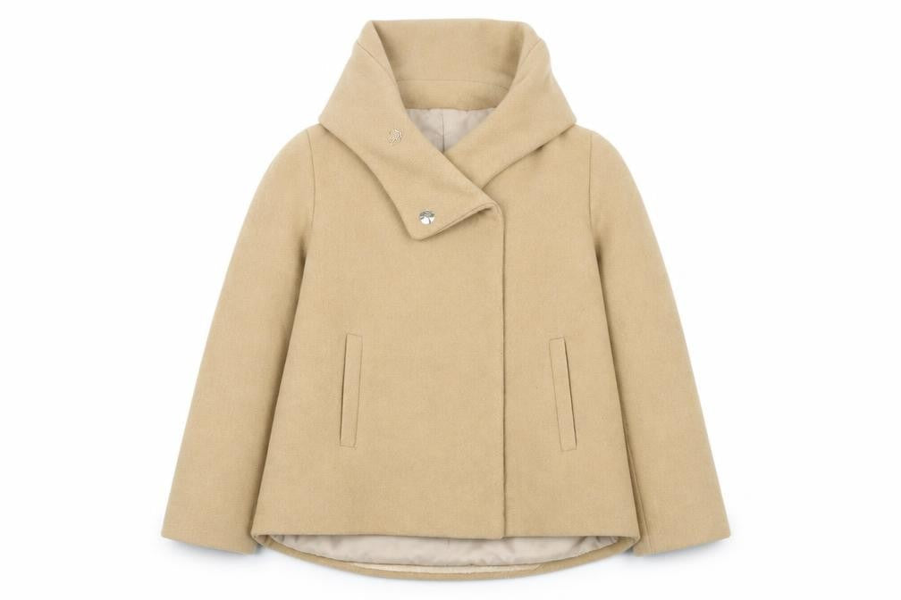 Zara Women's Beige Wool Mid-Length Coat L