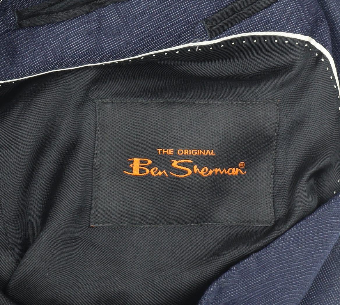Ben Sherman Men's Blue Single Breasted Polyester Blazer Jacket Size 44 Regular