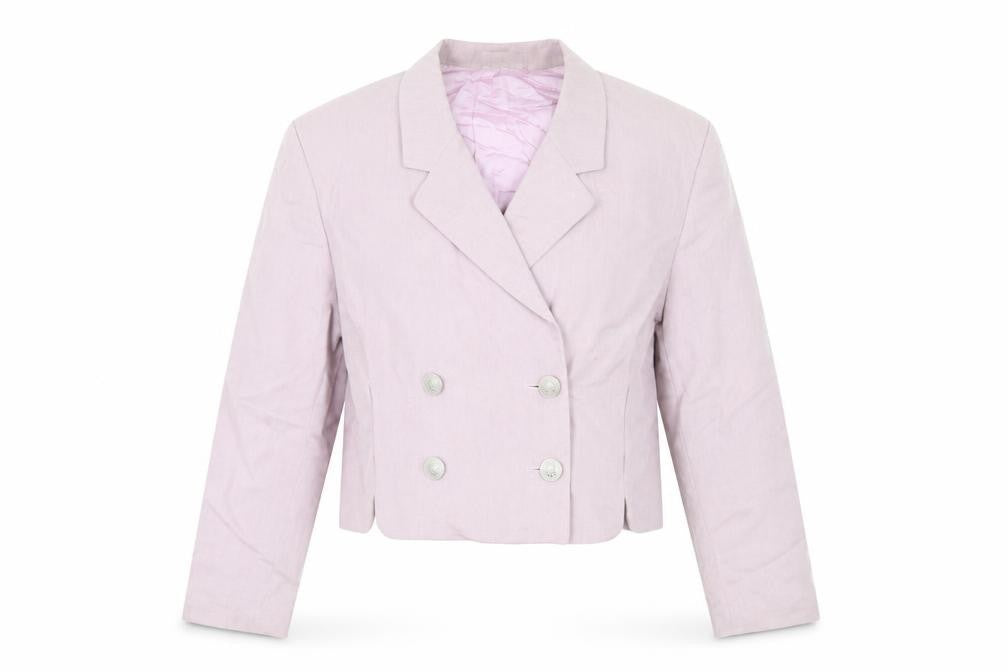 OuiSet Women's Pink Cropped Suit Jacket Blazer Size 8