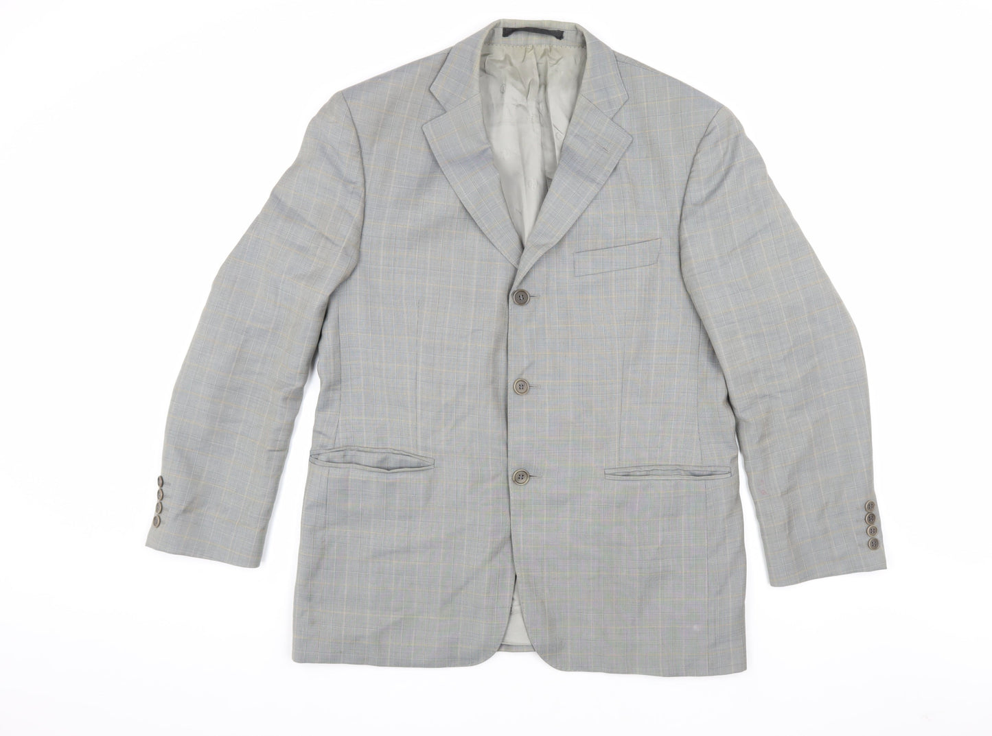 Marks and Spencer Men's Grey Check Blazer, 40 Short, Wool
