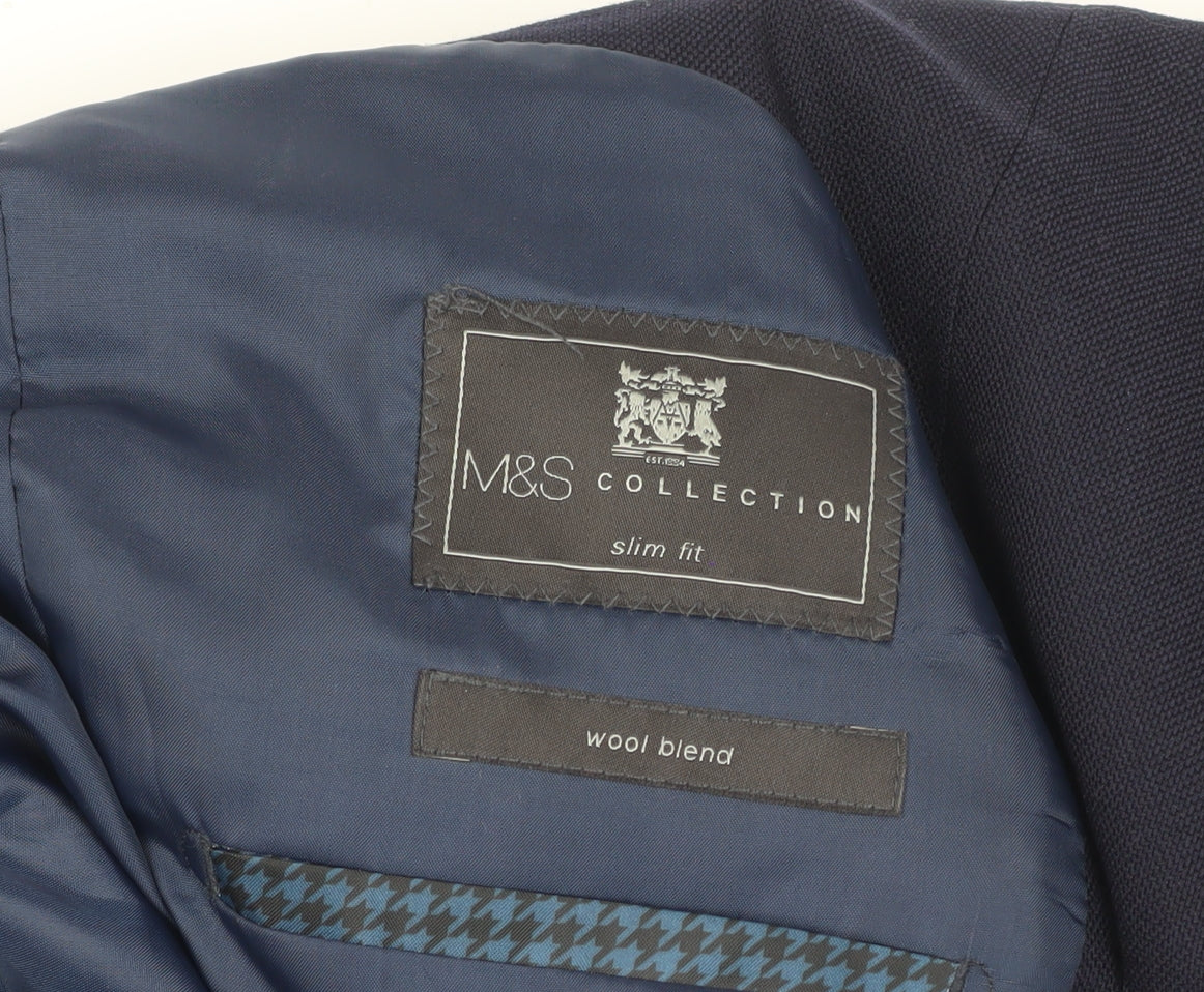 Marks and Spencer Men's Blue Slim Fit Blazer, Size 38S