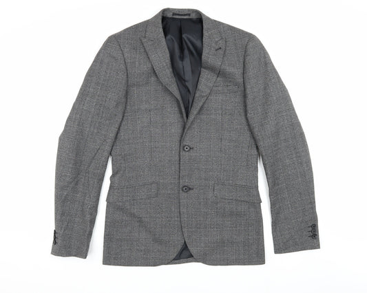 Next Men's Grey Checked Blazer 38L Long Sleeve Formal
