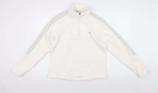 Adidas Women's White 1/4 Zip Sweatshirt, Size 14