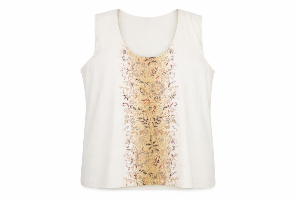 Windsmoor Women's Beige Plus Tank Top - Size L+, Embroidered