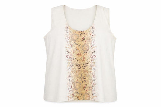 Windsmoor Women's Beige Plus Tank Top - Size L+, Embroidered