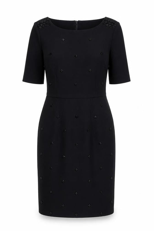 Lands' End Women's Black Beaded Sheath Dress Size 10