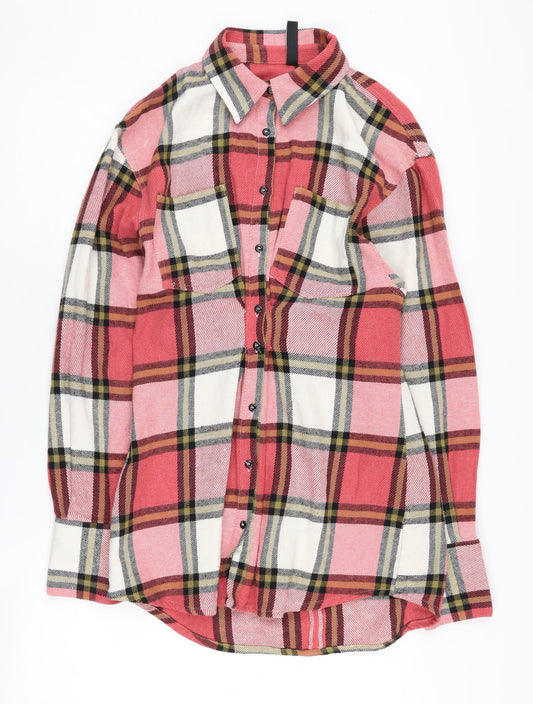 Zara Women's XS Red Plaid Button-Up Shirt