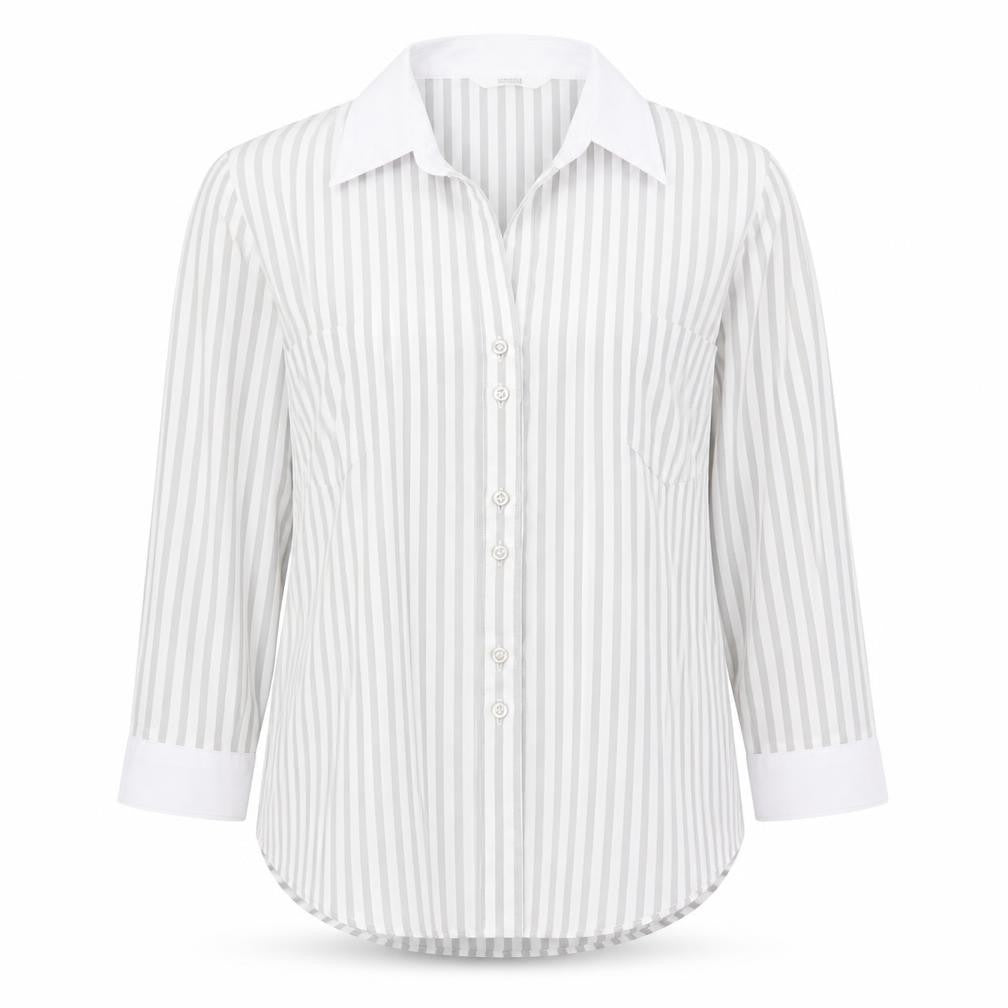 Marks & Spencer Women's Grey Striped Button-Up Collar Shirt