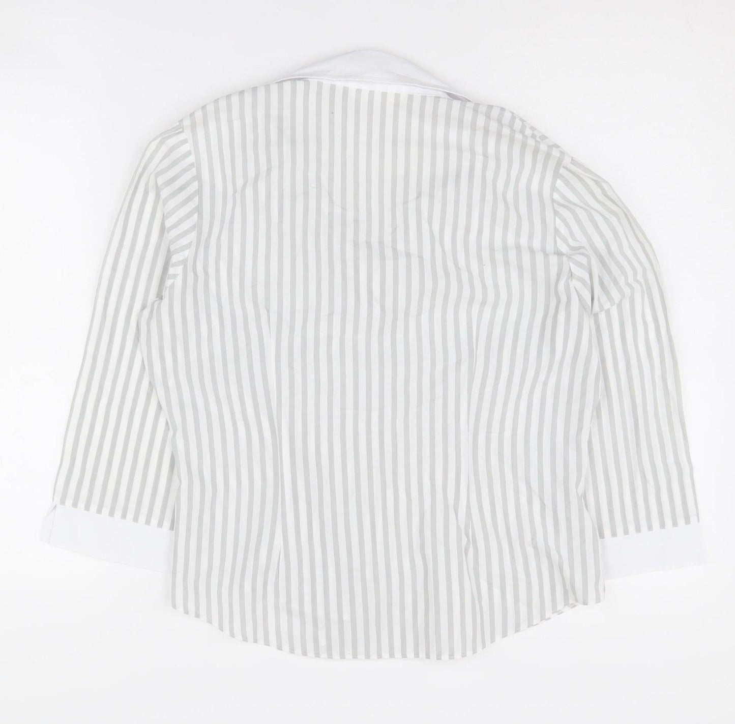 Marks and Spencer Women's Grey Striped Button-Up Collar Shirt