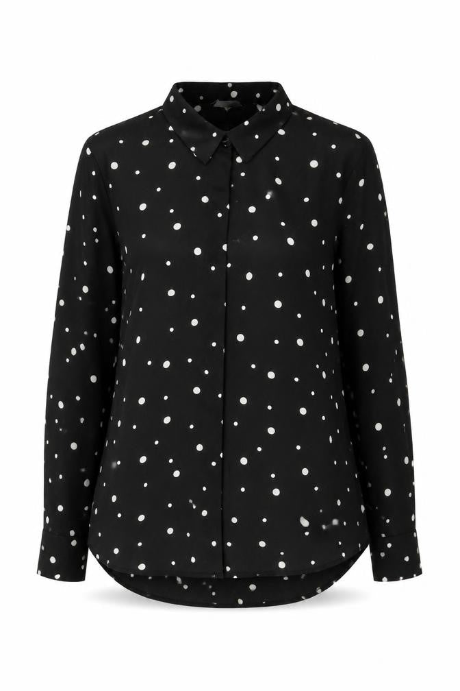 H&M Women's Black Polka Dot Long Sleeve Blouse