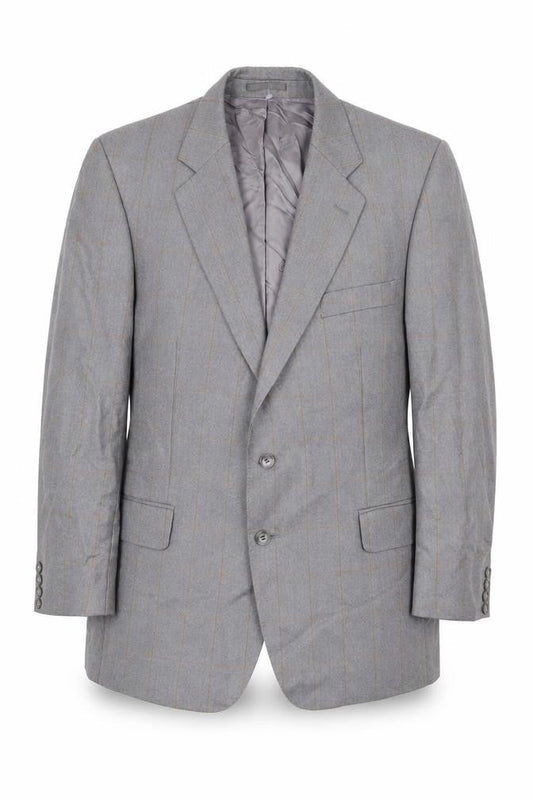 Magee Men's Grey Striped Blazer, Regular Fit, Size 44R