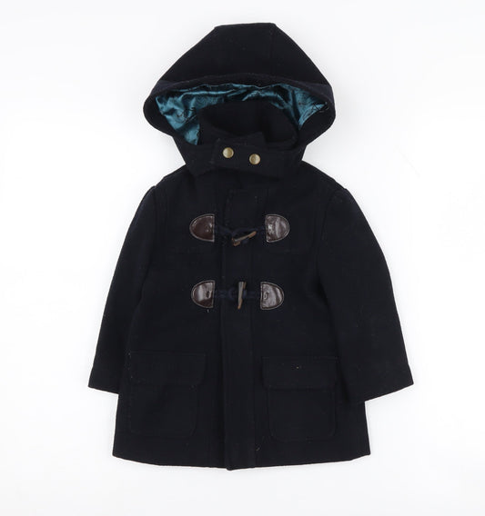 Monsoon Girls Black Hooded Duffle Coat 2 Years