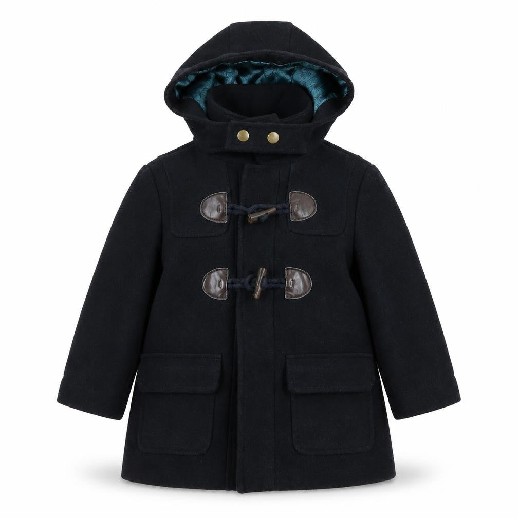 Monsoon Girls Black Hooded Duffle Coat 2 Years