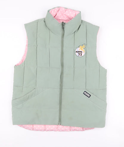 Additional front view of Puffa girls’ green puffer jacket xl