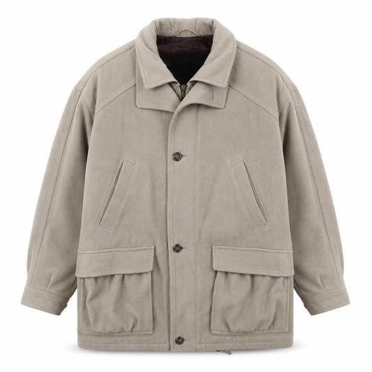 Bugatti Men's Beige Wool Mid-Length Coat, Size 42