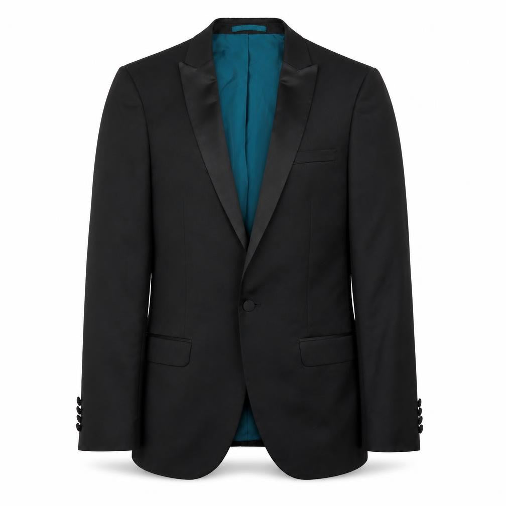 River Island Men's Black Tuxedo Blazer, 40R, Shawl Lapel