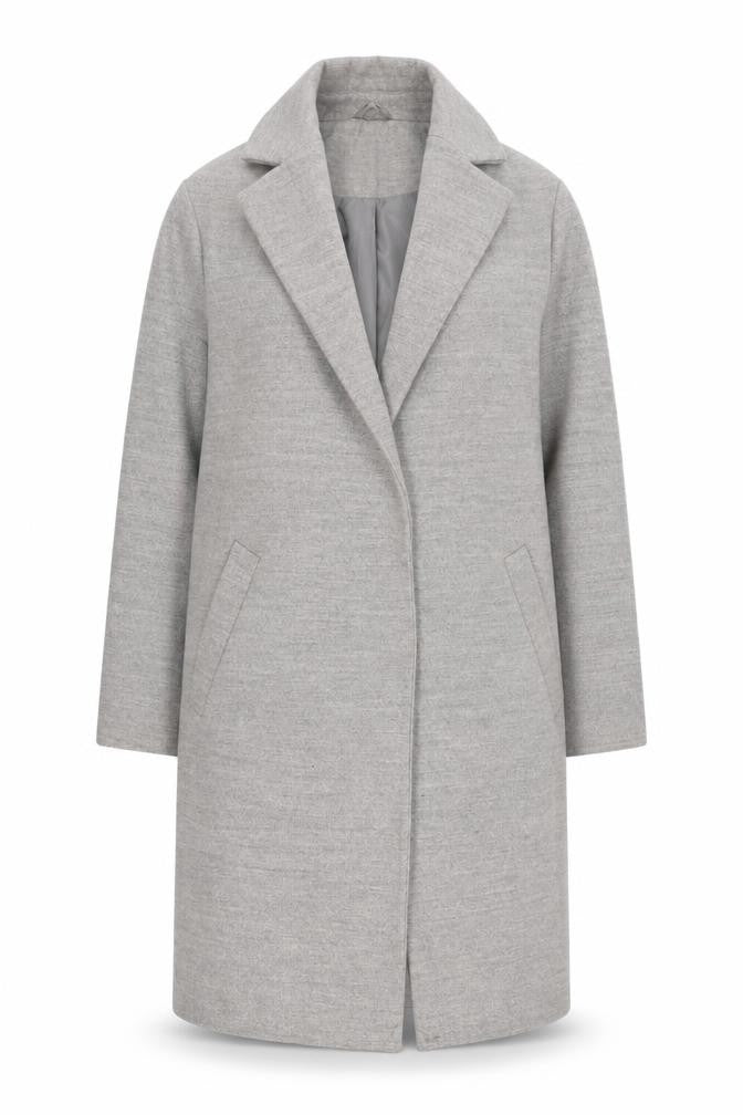 New Look Women's Grey Long Overcoat, Size 12