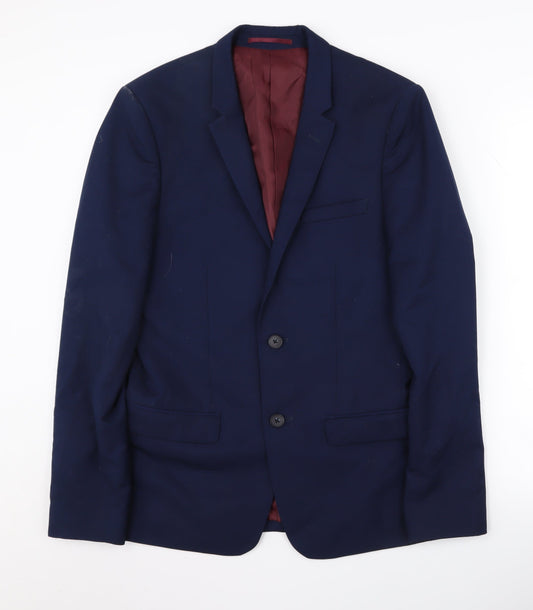 River Island Men's Blue Blazer 38R Casual Notch Lapel