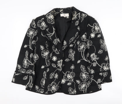Country Casuals Women's Black Floral Blazer Size 14