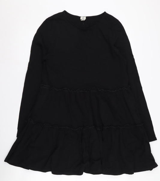 River Island Black Cotton Long Sleeve Dress UK 12