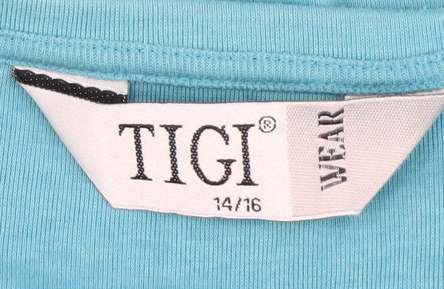 TIGI Wear Women's Blue Square Neck T-Shirt Size 14