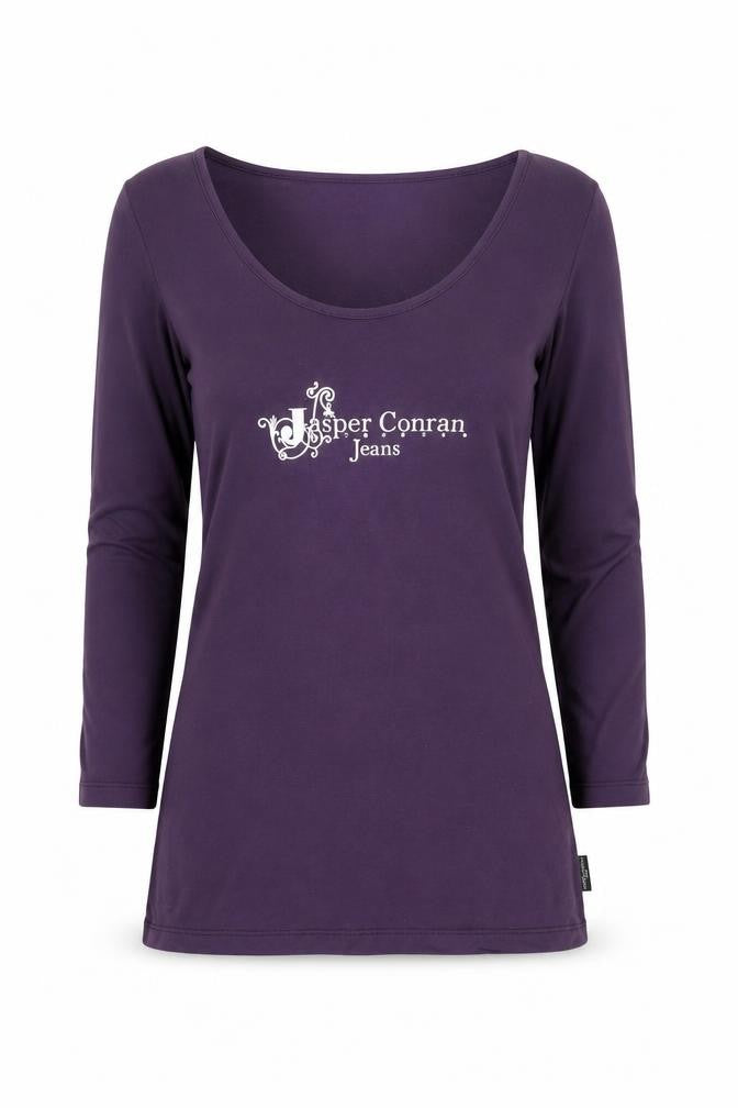 Jasper Conran Women's Purple T-Shirt, Size S, 3/4 Sleeve, Scoop Neck