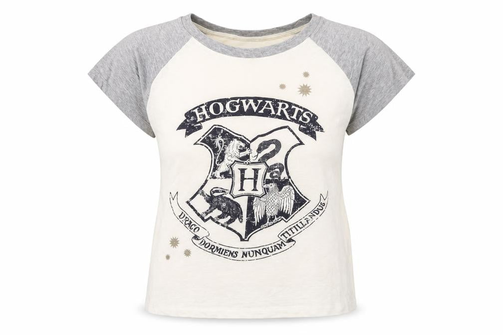 Harry Potter Women's Grey Ivory 10-12 Hogwarts Tee