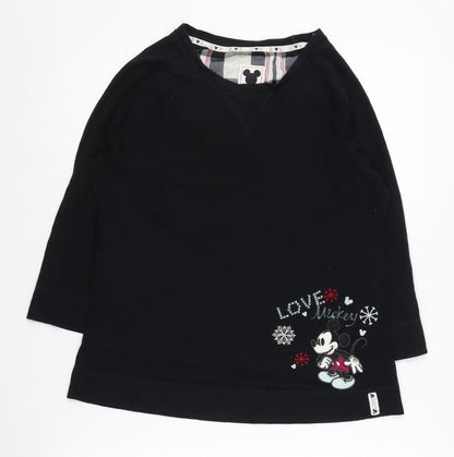 Preloved Marks and Spencer Women's Black Mickey Mouse T-Shirt Size 8 - Front