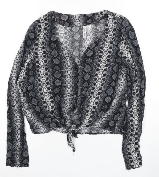 H&M Women’s Black Animal Print Tunic Blouse, Size 12