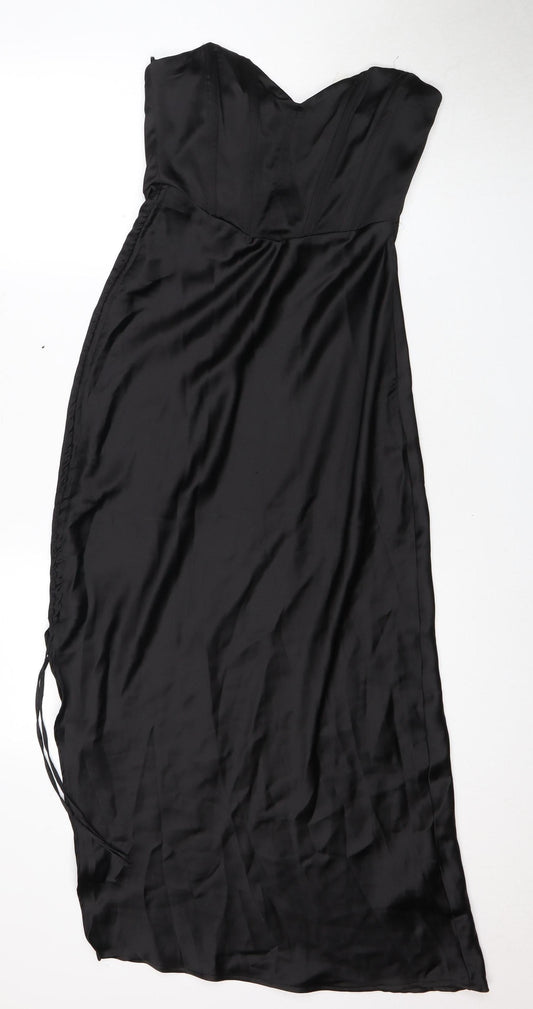 Zara Women's Black Long Dress, Size 12, Zip Closure