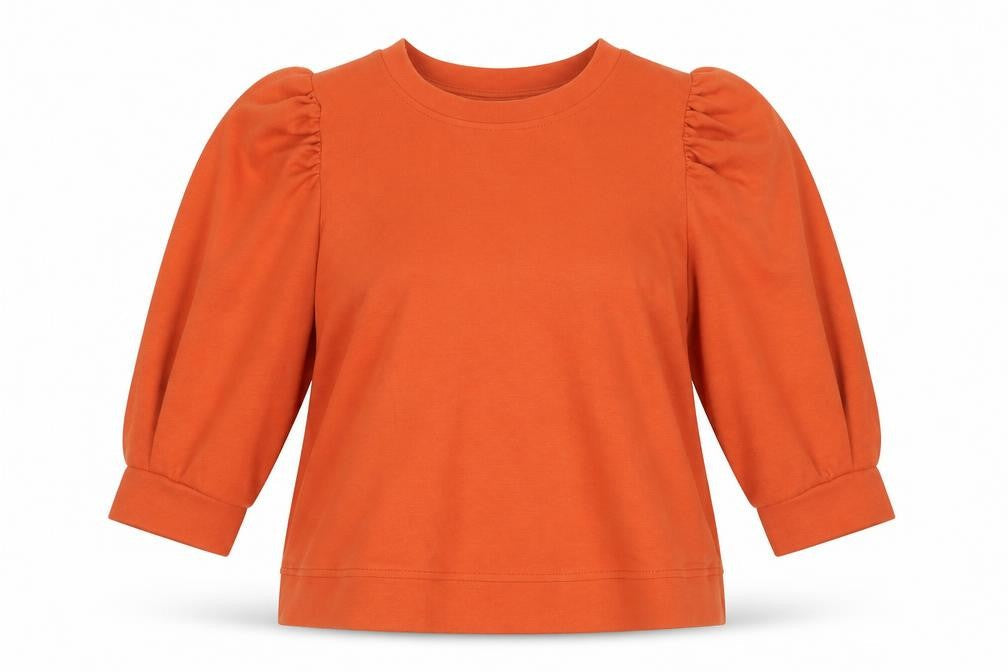 PEPPERCORN Women's Orange Top - Size L, Puff Sleeve