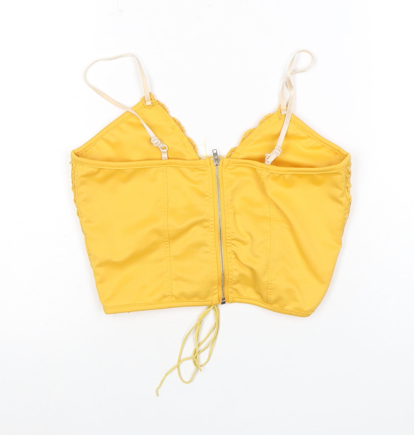Romwe Women’s Yellow Lace Camisole Crop Top, Size S