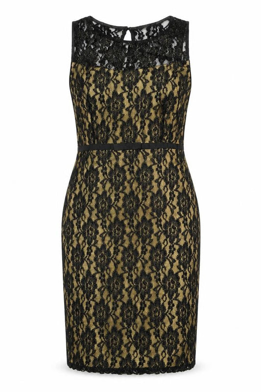 South Black Floral Lace Womens UK 14 Sleeveless Dress